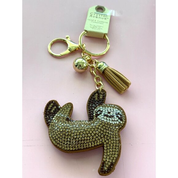 Crystal Avenue Sloth Keychain With Rhinestones & Tassel Charm - Picture 1 of 5